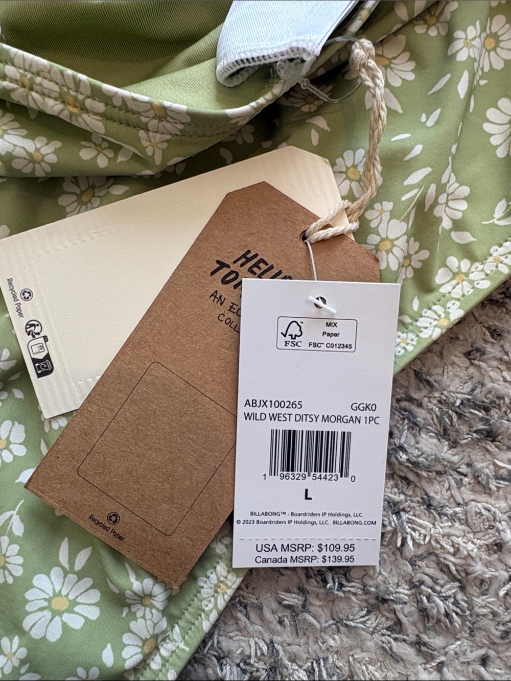 Billabong Sage Green Floral One-Piece Swimsuit - Picture 4 of 4